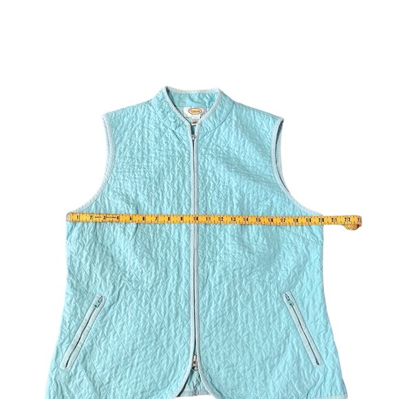 Talbots Quilted Walking Vest Womens Size L Teal Zip Up Lightweight Zip Pockets - Picture 7 of 8